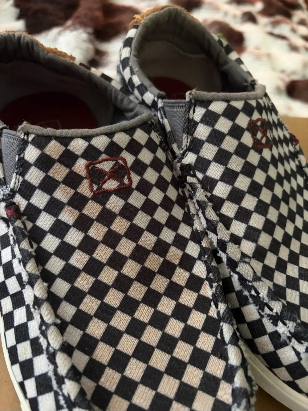 Ariat Kids Checkerboard Slip-On Shoes - Black & White